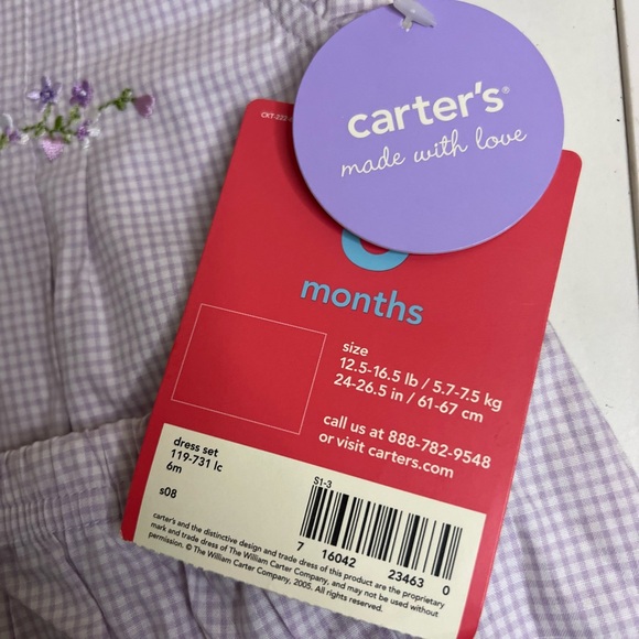 Carter's Lavender Gingham Baby Dress - Picture 5 of 5